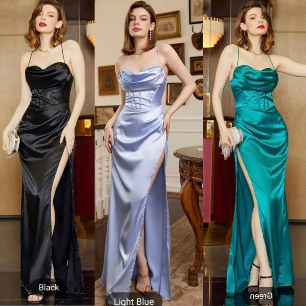 Drape neck corset style prom/evening/bridesmaid/military ball gown/dress